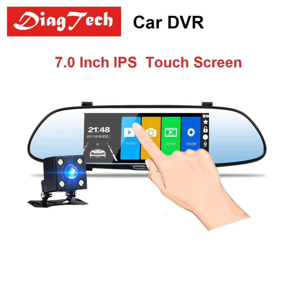 " Автомобильная dvr камера зеркало заднего вида ips сенсорный экран Авто DVR Full HD 1080P ночное видение видеорегистратор двойной объектив Авто Регистратор