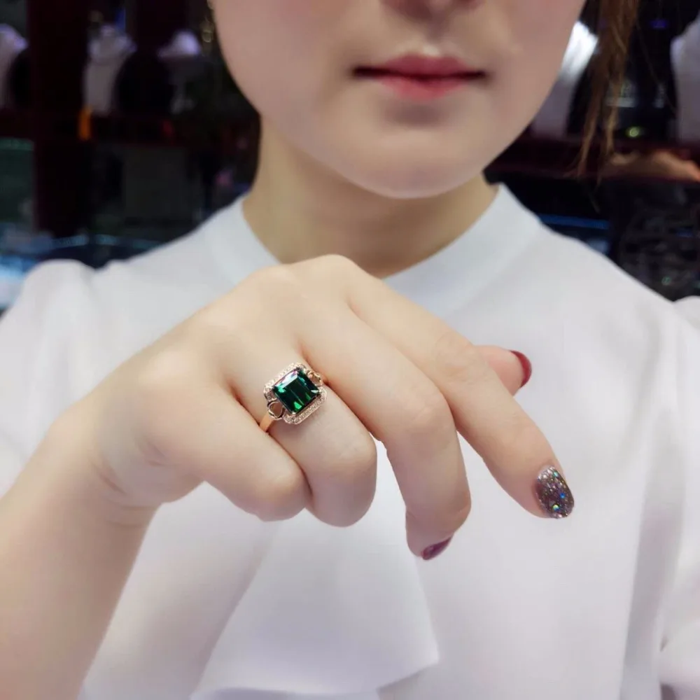 Ювелирные изделия настоящее чистое 18 K золото ювелирные 100% Природный зеленый