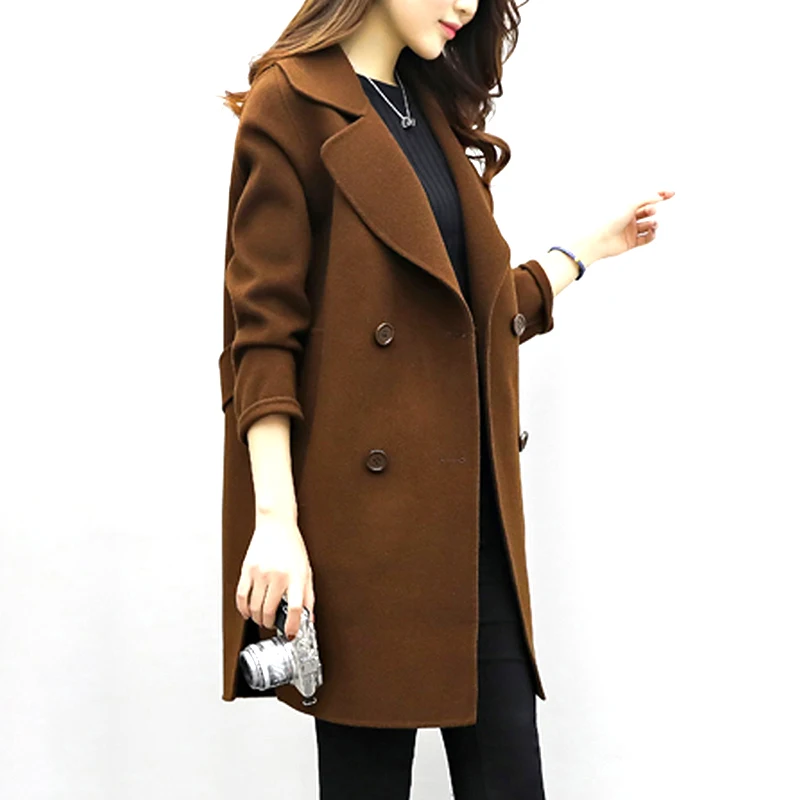 Women Slim Overcoat Winter Autumn Spring Double Breasted Turn Down Collar Outerwear 3 Colors Cotton Fashion Windproof Girls Coat | Женская