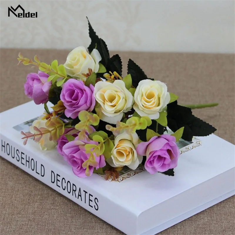 light purple Цветок мелдель Тюльпан Свадебный букет невесты Искусственные тюльпаны цветы Белый Желтый Сделай Сам Домашняя вечерин - Цвет: light purple