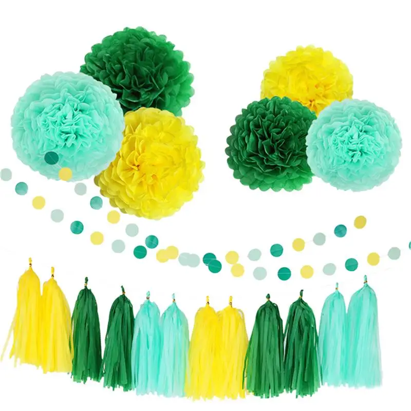 

FunPa 6PCS Tissue Pom Poms Decorative Paper Balls Tissue Balls With Hanging Garland Tassels For Birthday Party