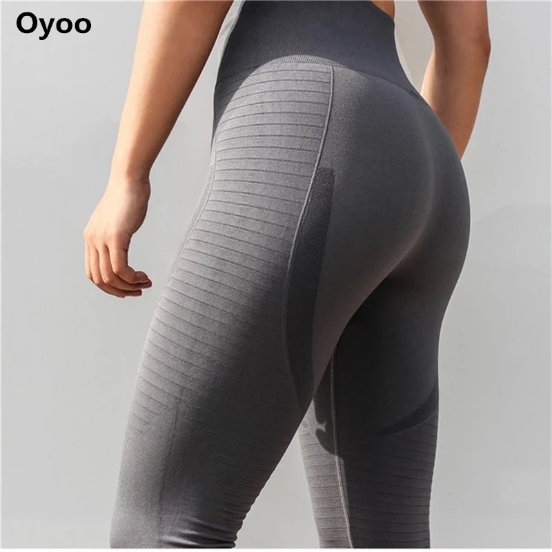 Oyoo Women's High Waist Yoga Pants Tummy Control Workout Running Sport Stretch Leggings Sexy Gym Training Tights | Спорт и