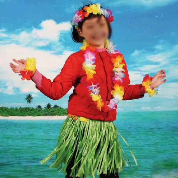 4 шт. Гавайские цветы ожерелье повязка на голову ножной браслет гирлянда Пляжное