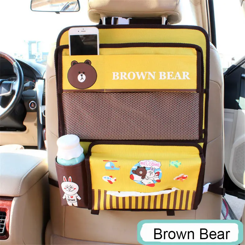 Brown bear Автомобильная сумка для хранения на спинку сиденья, мультяшный Органайзер из Оксфорда, товар для малышей, Висячие Средства для укладки, авто аксессуары для интерьера для детей - Название цвета: Brown bear