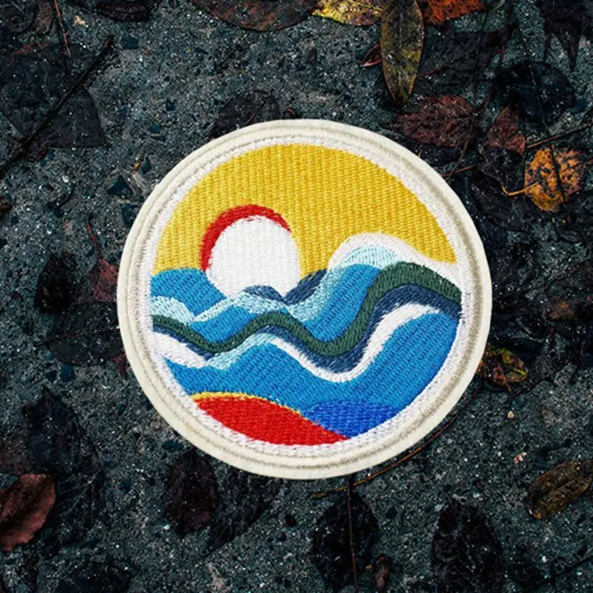 1 шт. Новое поступление Япония патч волны закат Вышивка Железо на заплатках для