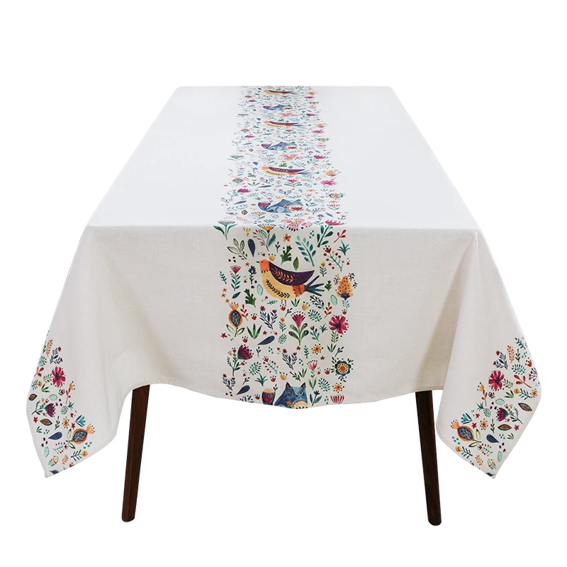

Cotton and linen tablecloth dining table covers thick dressing flower tea table desk cloth home kitchen banquet party decoration