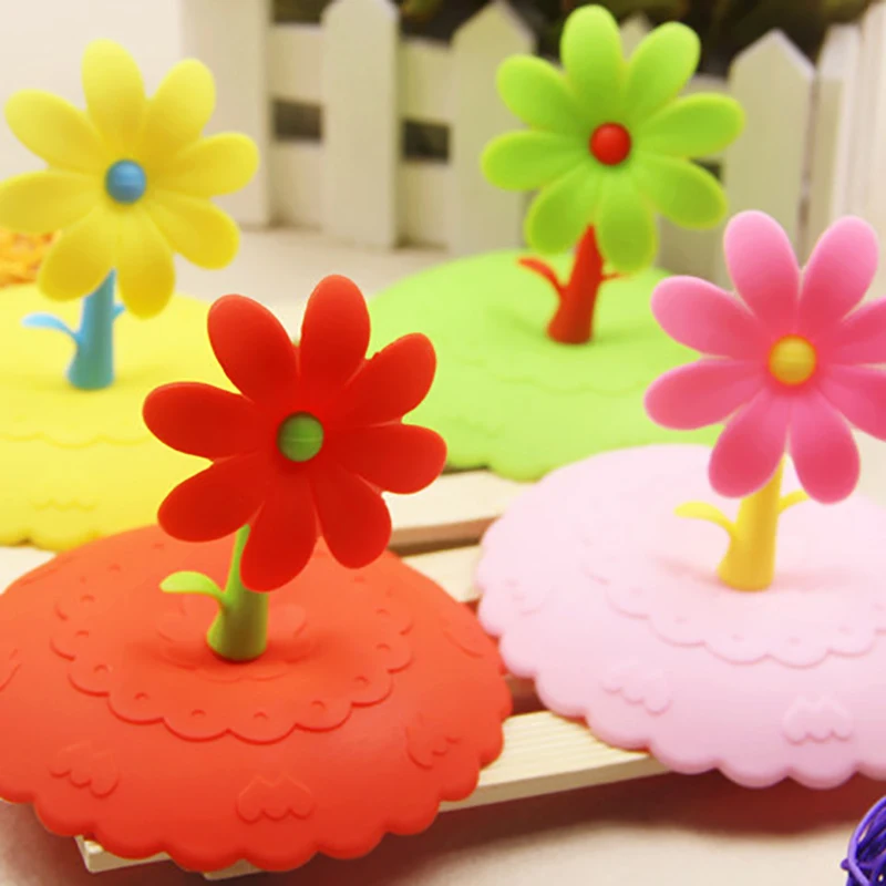 Симпатичный цветочный орнамент крышка для чашки с питьевой водой FDA силиконовая