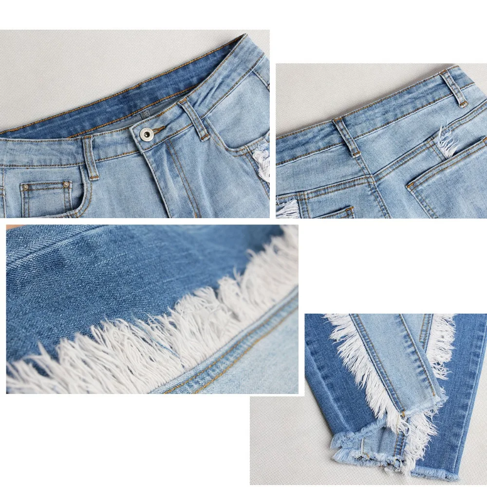 BetiKama высокая улица узкие брюки джинсы для женщин эластичные пэчворк