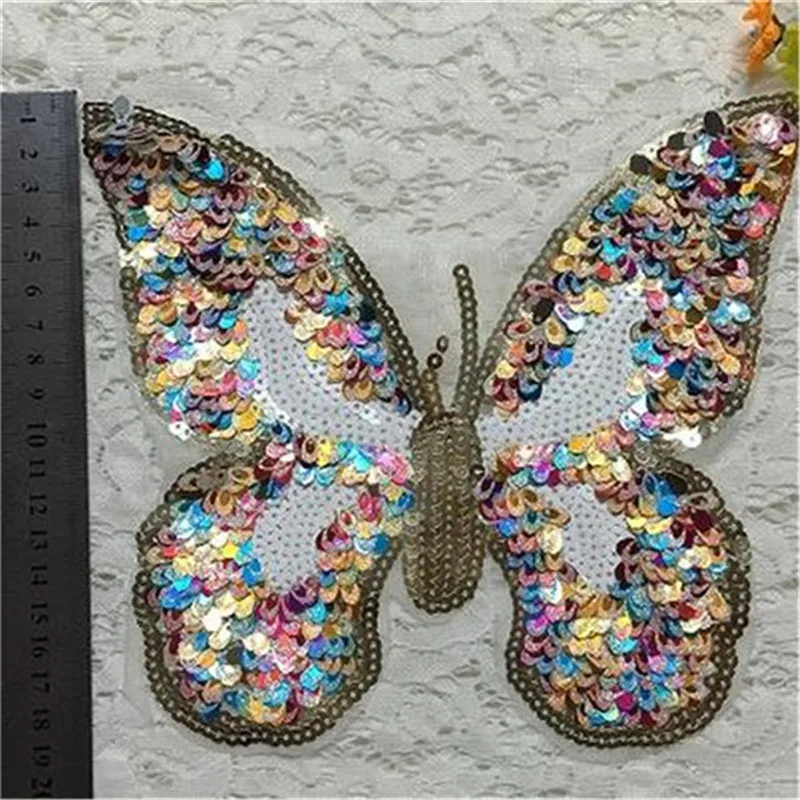Блестки патч цвет Апликация в виде бабочки вышивка женщин/мужчин/Детские нашивки