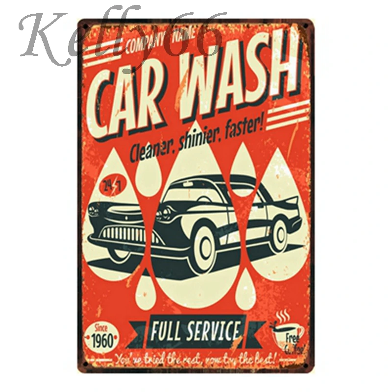 

[ Kelly66 ] CAR WASH Tin Sign Poster Home Decor Bar Wall Art Painting 20*30 CM Size y-1263