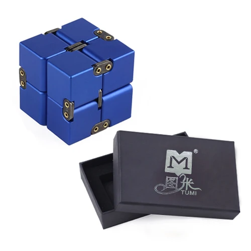 Blue Премиум Металлический кубик бесконечности, игрушка из алюминия, Магический кубик с деформацией, игрушки для снятия стресса для EDC, тревога - Цвет: Blue