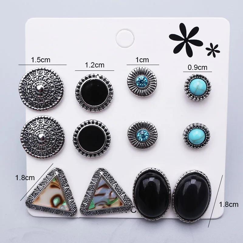 Винтажные геометрические треугольные серьги гвоздики Комплект сережек для