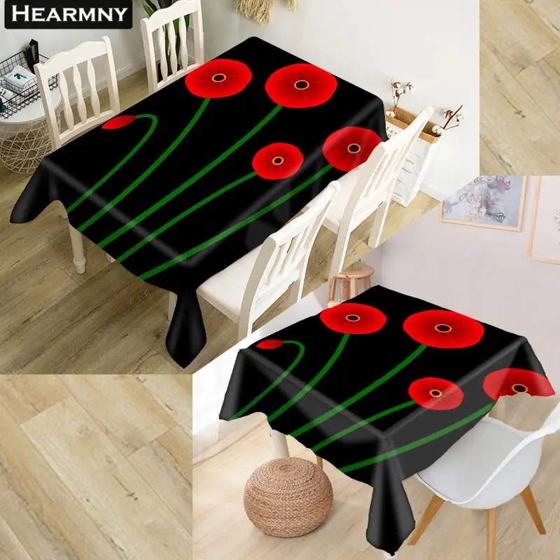 HEARMNY Маки скатерть 3D Оксфорд ткань квадратная/прямоугольная Пыленепроницаемая скатерть для вечерние украшения дома ТВ чехлы - Цвет: 2