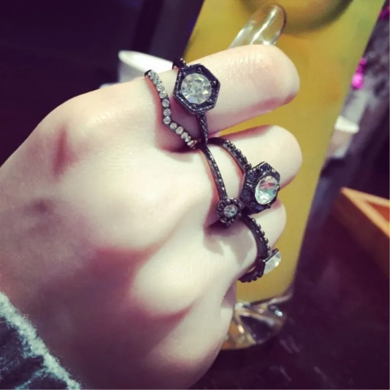 Женские винтажные блестящие кольца со стразами 5 шт./компл. 8CRD118|ring punk|set ringsring pcs |