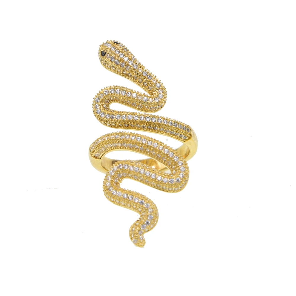 Fashion Snake Ring With Full Micro Paved CZ For Women Gold Color Heavy Metals Punk Rock Ring Vintage Animal Jewelry Wholesale