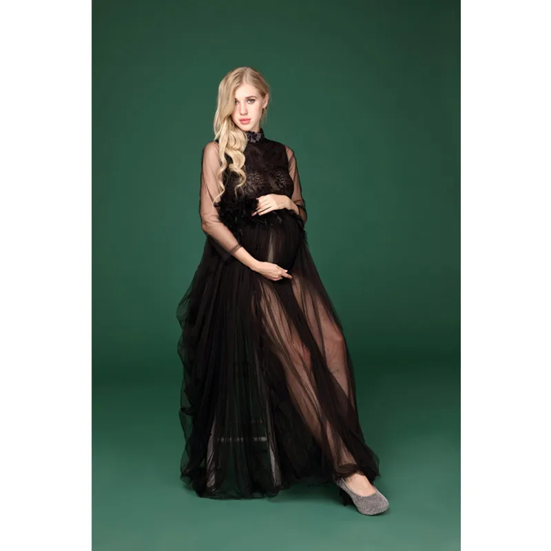 Сексуальные Платья для беременных черное шифоновое платье Одежда фотосъемки