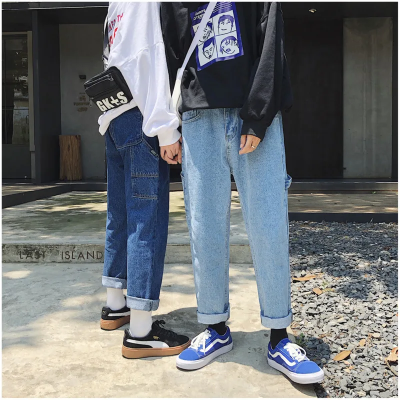 DEKUSI Original The Wind Autumn And Winter New Pattern Jeans men Male Trousers Lovers Straight pants Casual Fashion | Мужская одежда