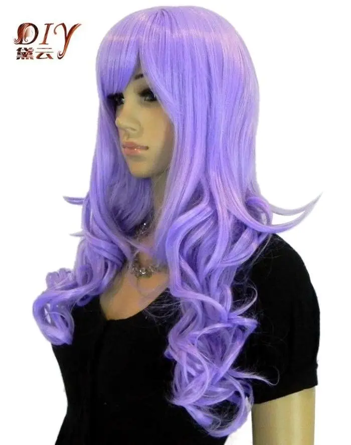 Шун wig.02451 Fastshipping Новый Женский Фиолетовый Длинный Парик Жаропрочных