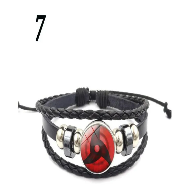 style 7 Uchiha Clan Rinnegan Sharingan Eye Bracelet Anime Naruto Braided Leather Bracelet Cosplay Jewelry A912 - Цвет: style 7