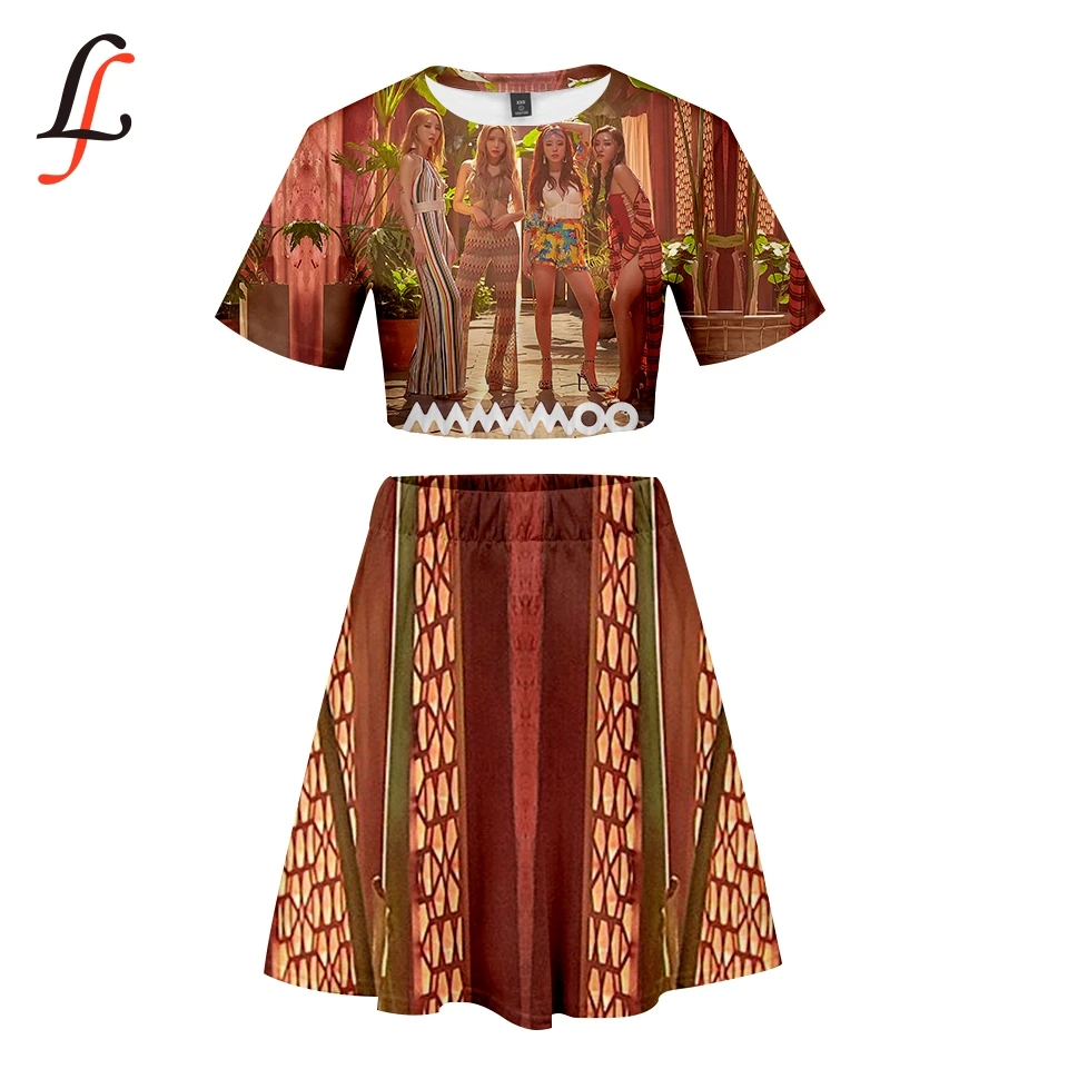 Новый модный костюм с короткой юбкой футболка короткими рукавами и короткая юбка