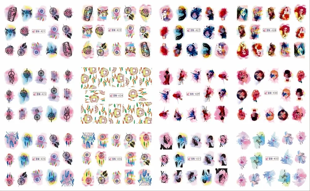 12 _ водная наклейка для ногтевого дизайна ногтей с полным покрытием танцующие