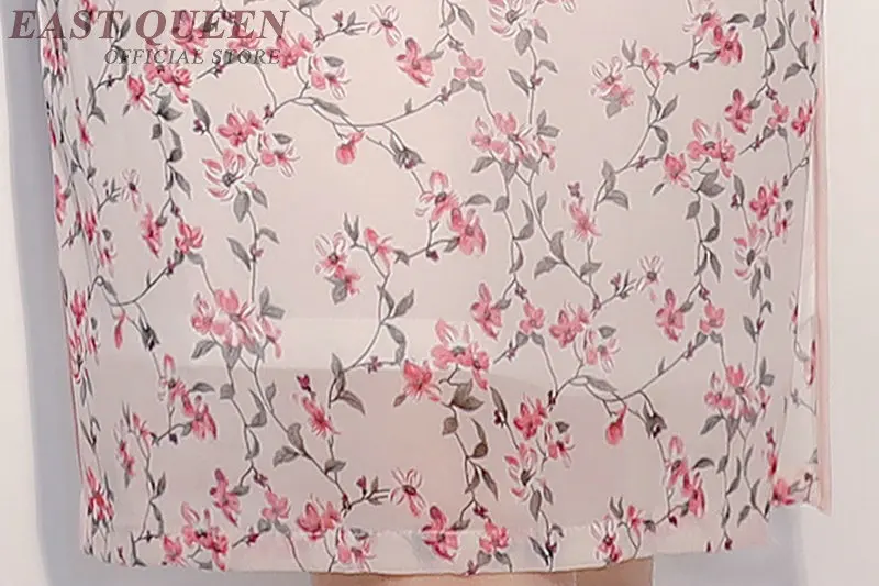 Традиционная китайская одежда женское Ципао qipao шифон с цветным Ретро принтом короткий рукав вечернее платье Элегантное AA3782 Y a