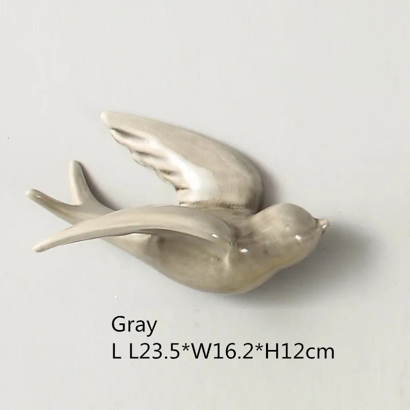 Gray L NOOLIM керамические 3D смолы настенные Висячие птицы украшения домашнего интерьера ТВ фон настенные украшения Имитация ремесла птица - Цвет: Gray L
