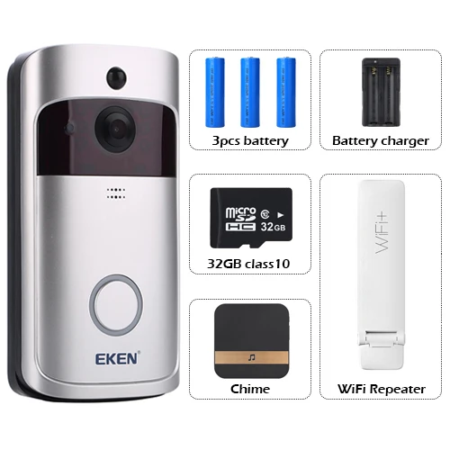 EKEN V5 Option7 Eken V5 смарт WiFi видео дверной звонок камера 720P визуальный домофон звонок ночного видения IP дверной звонок беспроводная домашняя камера безопасности - Цвет: EKEN V5 Option7