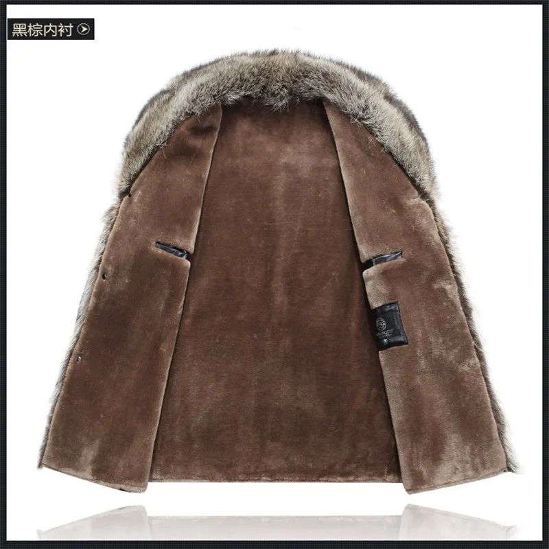 Зимой кожа овчины одежда Для мужчин с овечьей шерсти пальто мехом длинный
