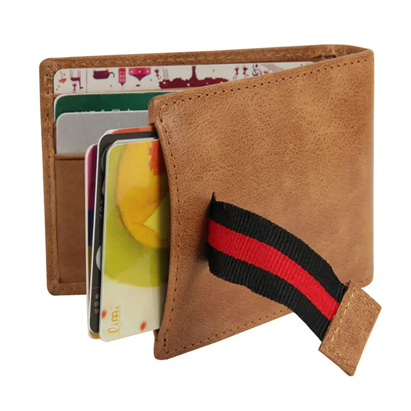 Винтажный кошелек из натуральной кожи с защитой от кражи вощеные короткие