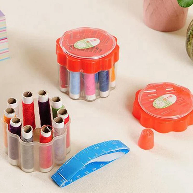 Двухслойная портативная Мини дорожная швейная коробка с цветной иглой наборы
