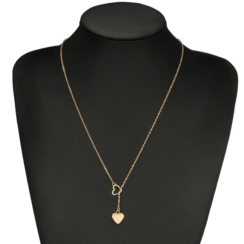 

Cute Simple Jewelry Love Accompany Heart Pendant Necklace Jewelry Boho Gold Silver Color Necklace For Women Wedding Gift