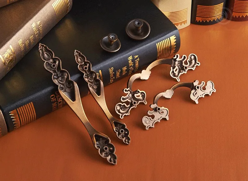 6 стилей Chic ящика Тянет ручки античная латунь комод ручка деревенский Кухня