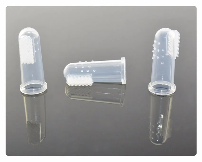 Cepillos de dientes suaves y seguros para beb&eacute;, cepillo de silicona para dedo, de goma, para cuidado Dental, 2 piezas-2