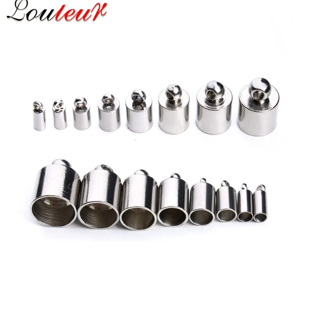 

LOULEUR 20pcs/lot Stainless Steel End Caps For Leather Cord Necklace Bracelet Tassel Cap Connectors For Diy Jewelry Making