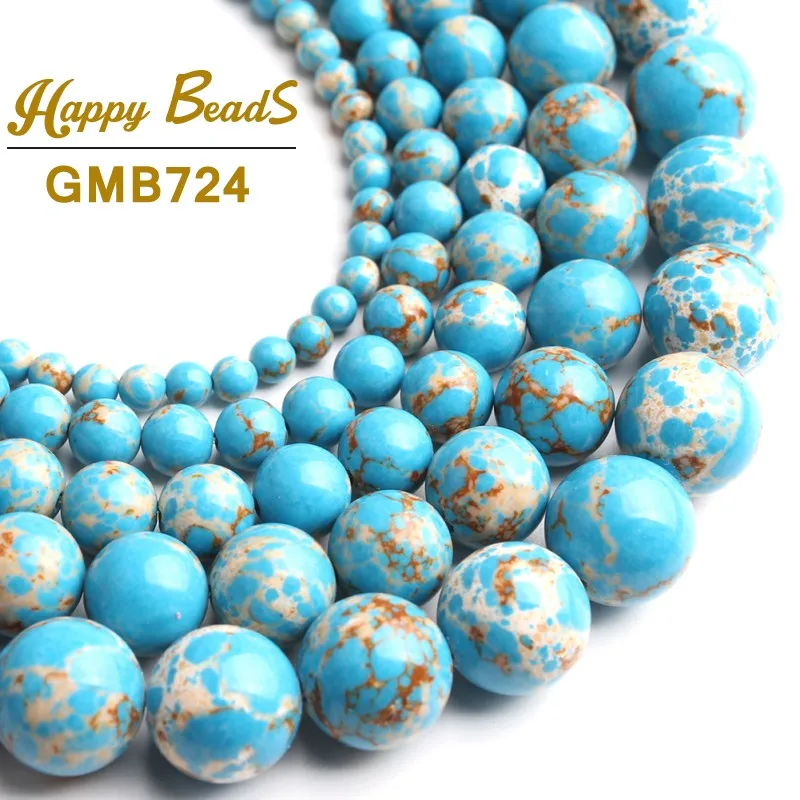 Sky Blue Sea Sediment Jaspers Beads Round Loose Spacer 15&quotStrand 4/6/8/10/12mm Natural Stone For Jewelry Making Diy | Украшения и