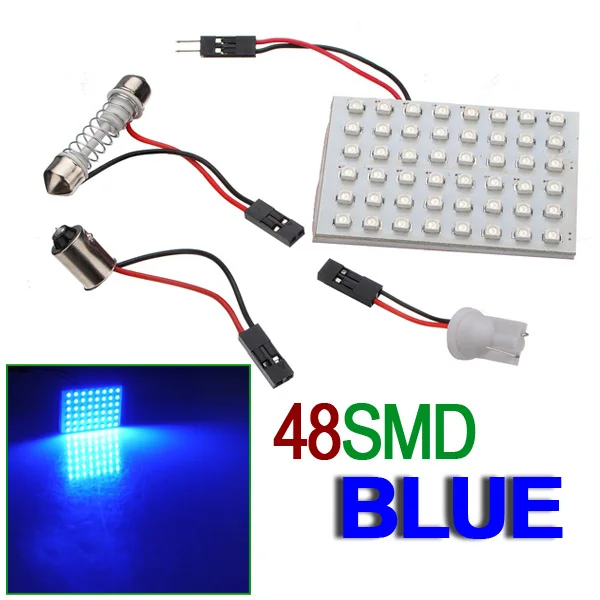 Лучшая цена T10 48 светодиодный SMD Синий Автомобильный интерьерный светильник