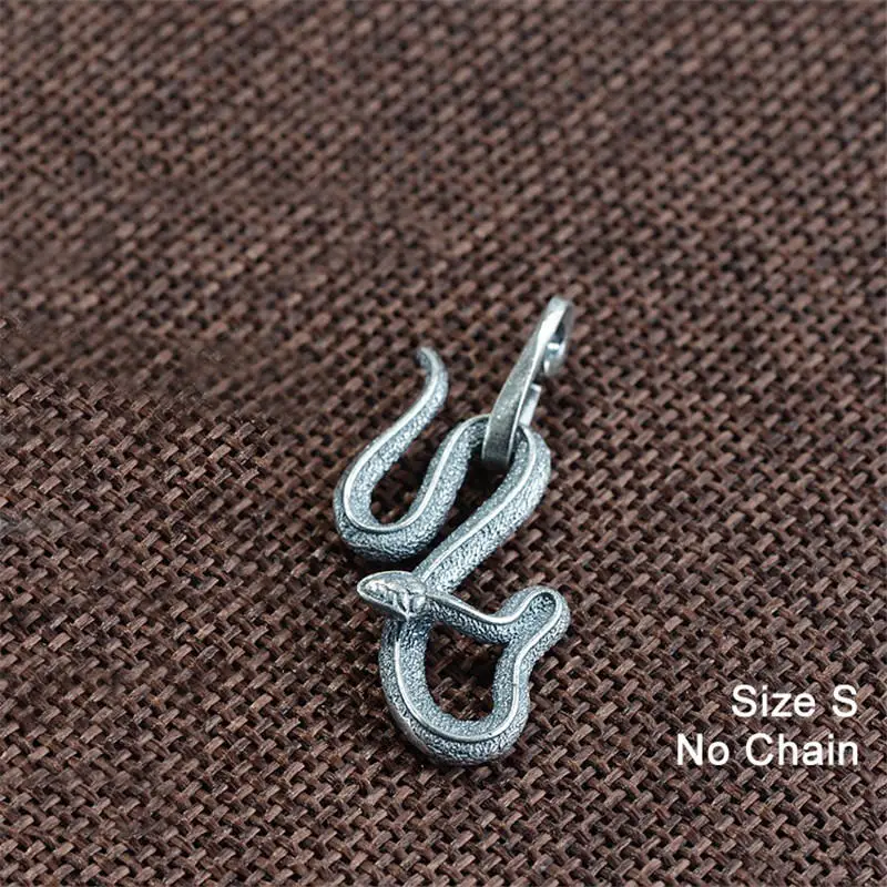Size S - no chain V. YA, Ретро стиль, 925 пробы, серебряный, мужской кулон в форме змеи, панк, готика, подвески для мужчин, мужской, серебро, Стерлинговое серебро, ювелирные изделия - Окраска металла: Size S - no chain