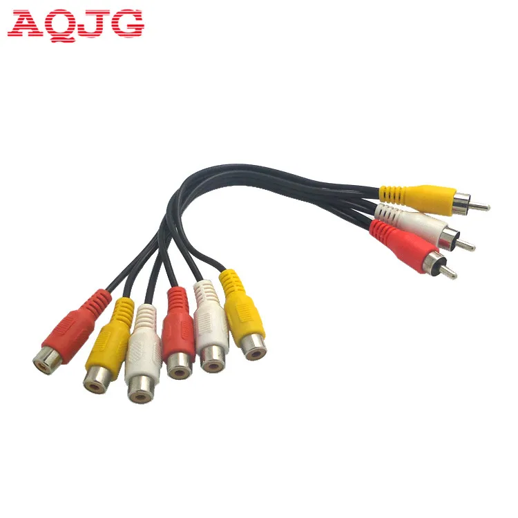 3 RCA штекер на 6 гнездовой разъем сплиттер Аудио ТВ DVD видео кабель адаптера av |