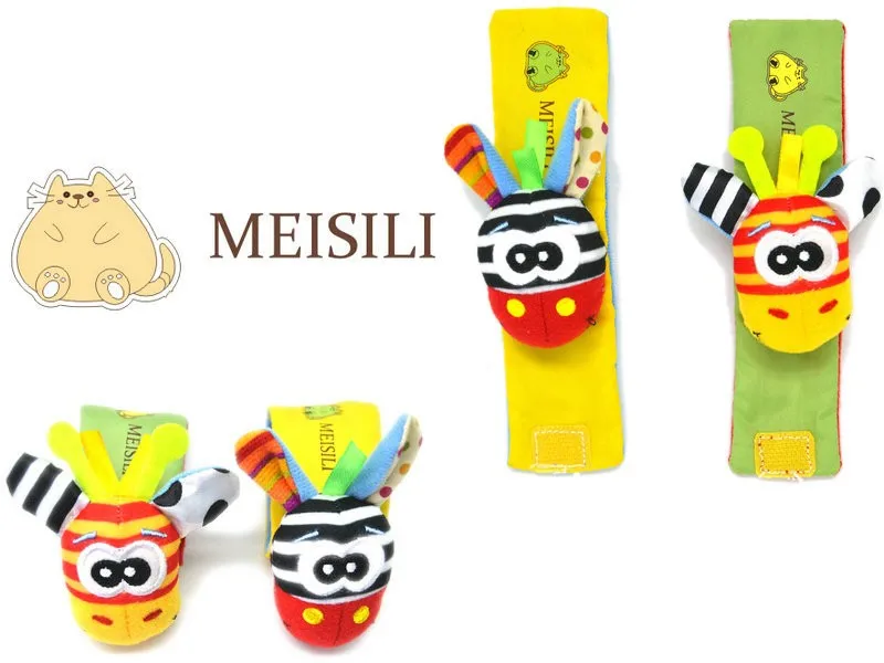 Baby Socks Rattle Toys New Garden Bug Wrist Rattle Foot Socks Multicolor 2pcs Waist+2pcs Socks=4pcs/lot Meias Free Shipping
