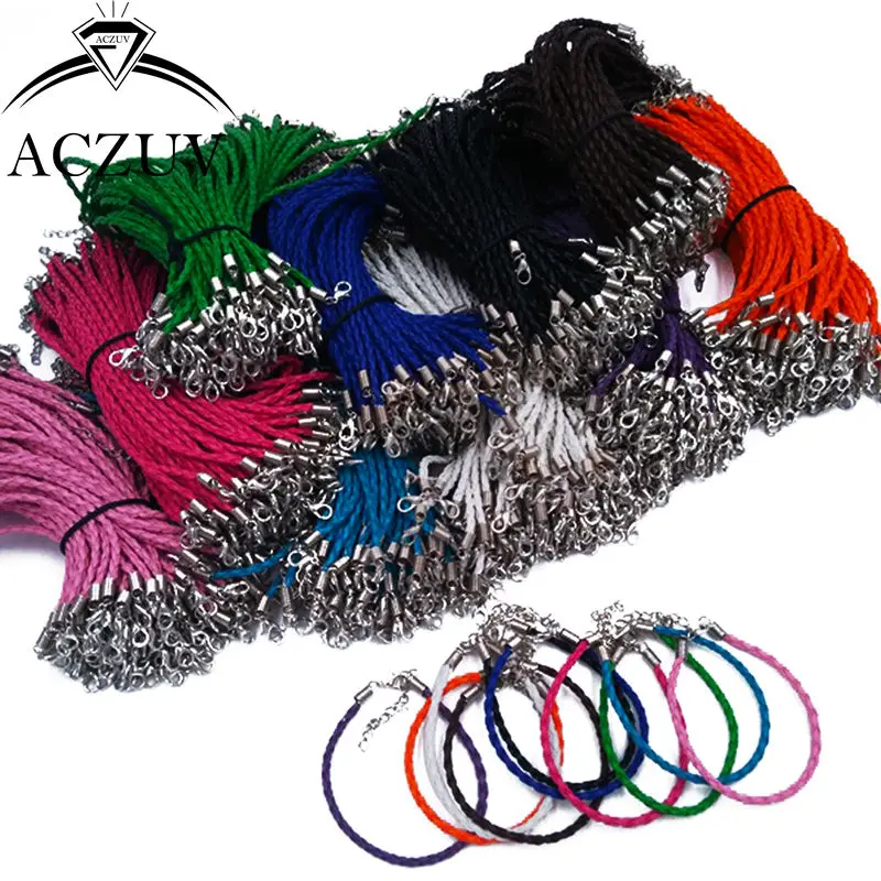 100 шт. плетеная веревка из полиуретана Lether браслет шнур с удлинителем цепи для