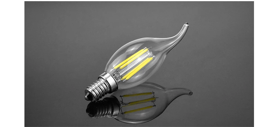 Старинная светодиодная нить лампы Led лампы в форме свечи света 2 Вт, 4 Вт, 6 Вт, 220 V/110 V C35 C35L E14 прозрачный Стекло оболочки ретро Светодиодная лампа edison