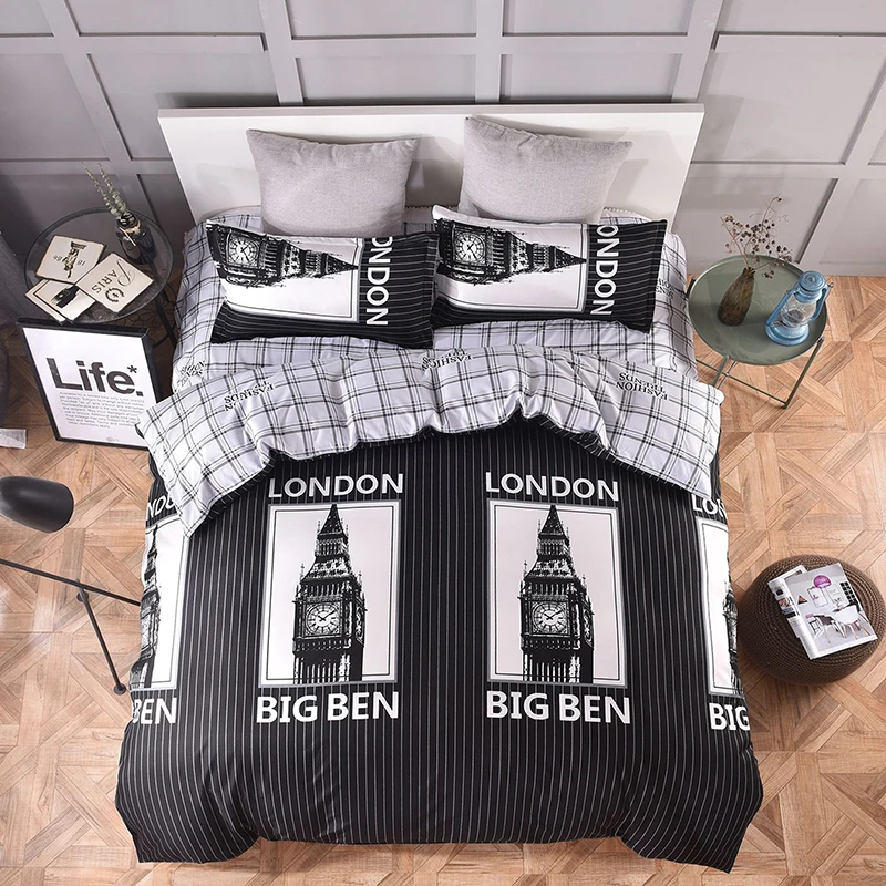 Черный белый цвет полосатый пододеяльник стеганое одеяло Постельное белье для