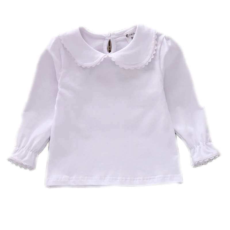 

Autumn Bottoming Girls T shirt Ruffle Collar Girl Tops Tees Shirts Girl Blouse Cotton Long-sleeved Basic T-shirt Student T Shirt