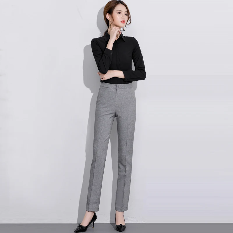 Светло серый высокая талия OL прямые свободные профессиональная работа тонкая