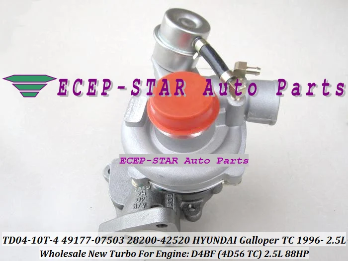 TD04 10T 4 Турбокомпрессор 49177 07503 28200 42520 Для HYUNDAI Galloper TC 1996 двигатель D4BF (4D56 T/C) 2.5L