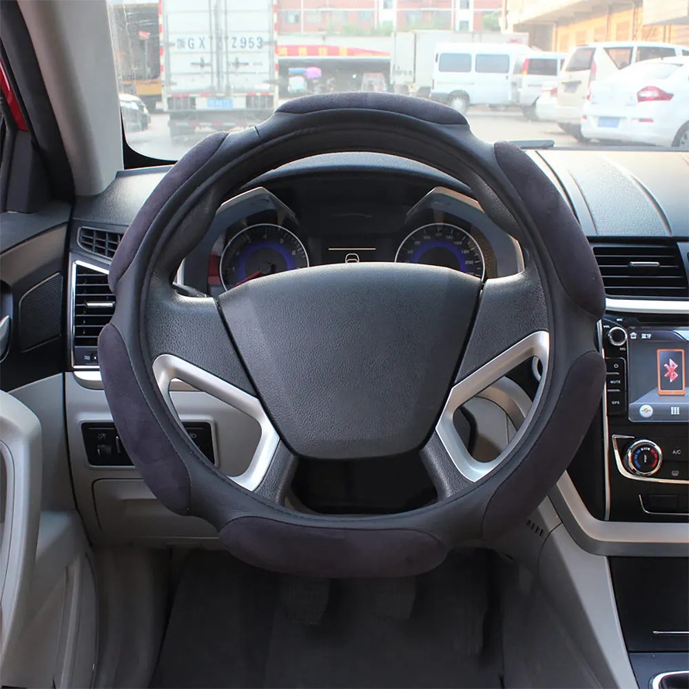Кожаный чехол на руль 38 см аксессуары для салона автомобиля замшевая кожа