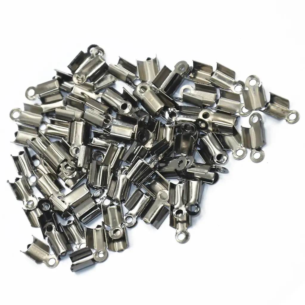 

100 Pieces 10 x 4.5mm Copper Folding Crimps Connectors for Finishing the ends of Jewelry cord DIY Jewelry Accessories