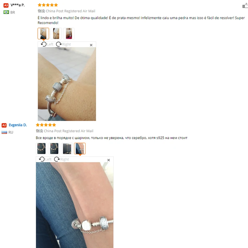 925 серебро безопасносные браслеты с подвесками украшением в виде кристаллов