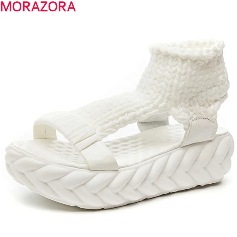 Женские сандалии на плоской подошве MORAZORA черные или белые повседневные